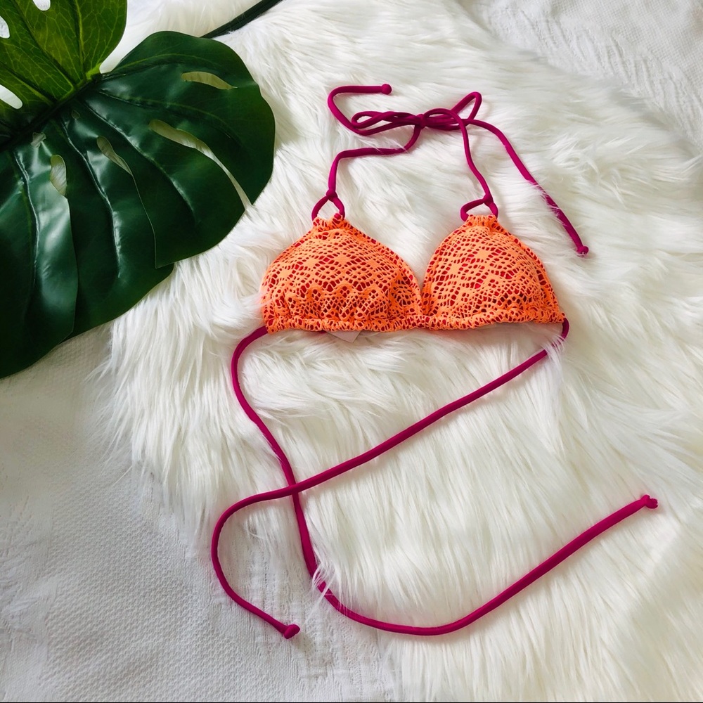 2/$15 Hollister Pink & Neon Orange Bikini Top